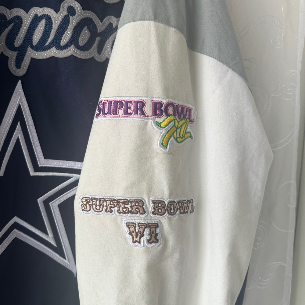 NFL Dallas Cowboys Navy & White Letterman Jacket - Picture 4 of 5